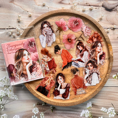 40 Pcs Blooming Encounters Retro Character Floral Stickers