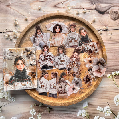 40 Pcs Blooming Encounters Retro Character Floral Stickers