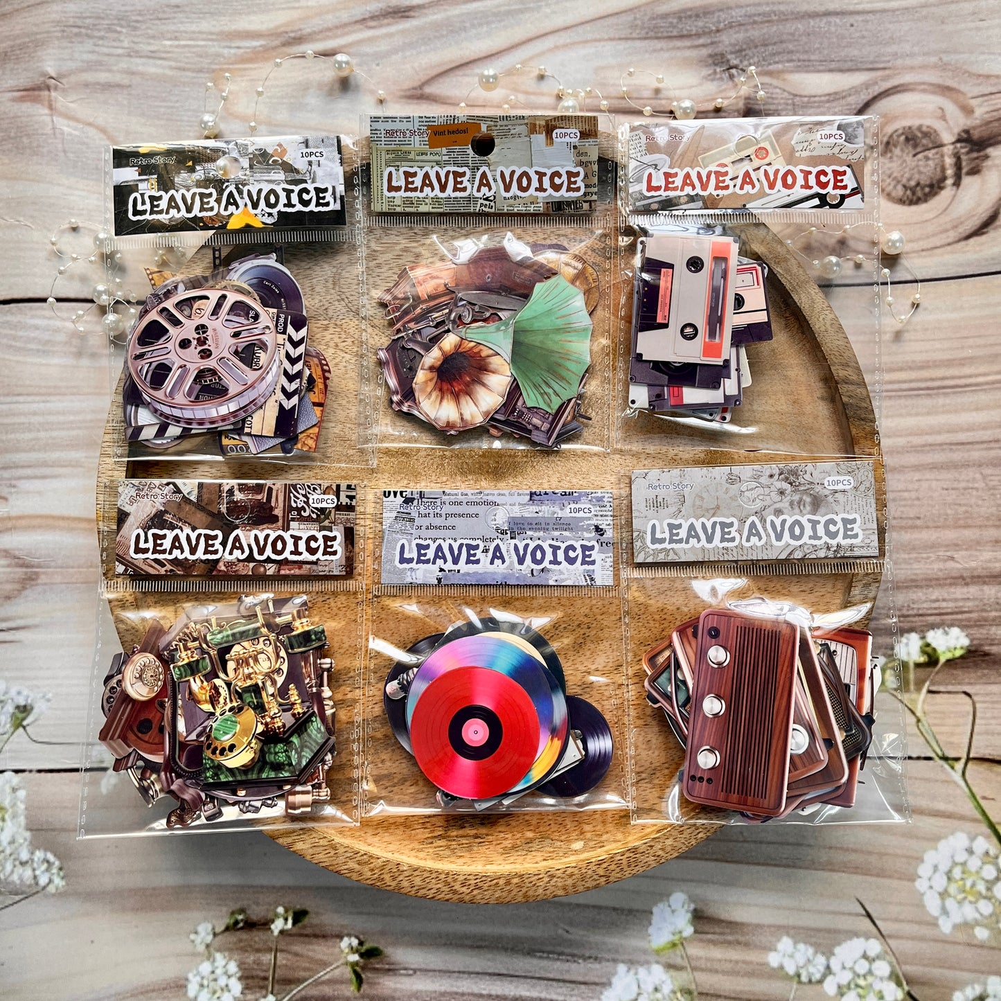 10 Pcs Vintage Voice Series Retro DIY Journaling Stickers