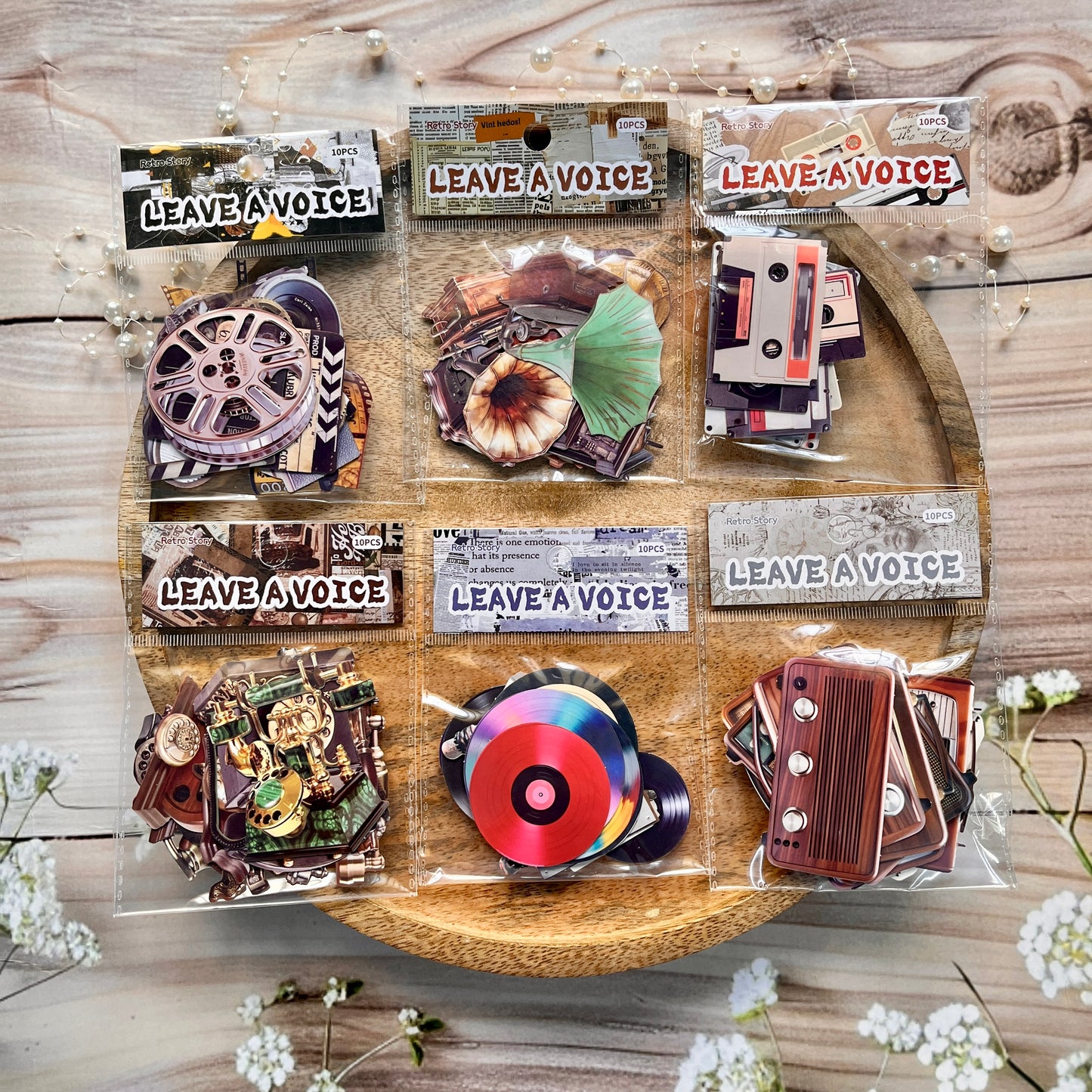 10 Pcs Vintage Voice Series Retro DIY Journaling Stickers