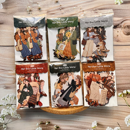 20 Pcs Her Little World Series Character Embroidery Texture Stickers