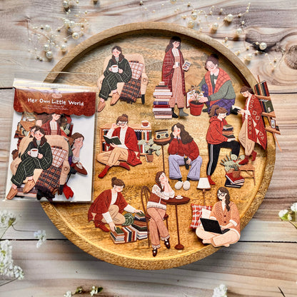 20 Pcs Her Little World Series Character Embroidery Texture Stickers