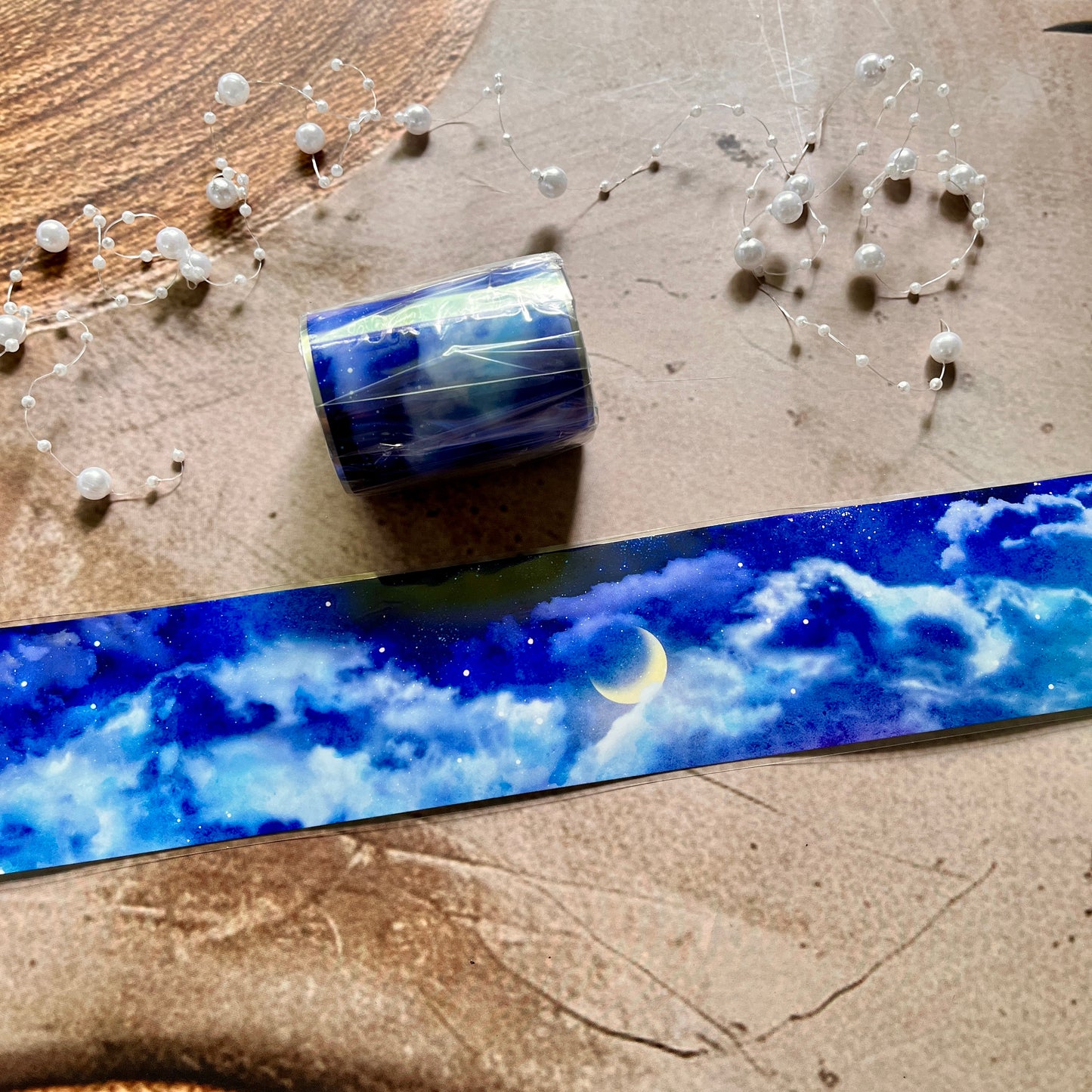Beautiful Moon Ancient Blue Sky Pet Tape for Journaling