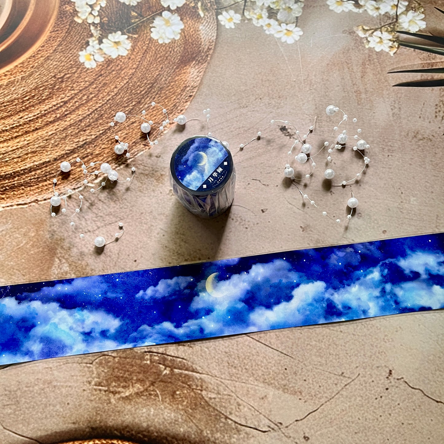 Beautiful Moon Ancient Blue Sky Pet Tape for Journaling