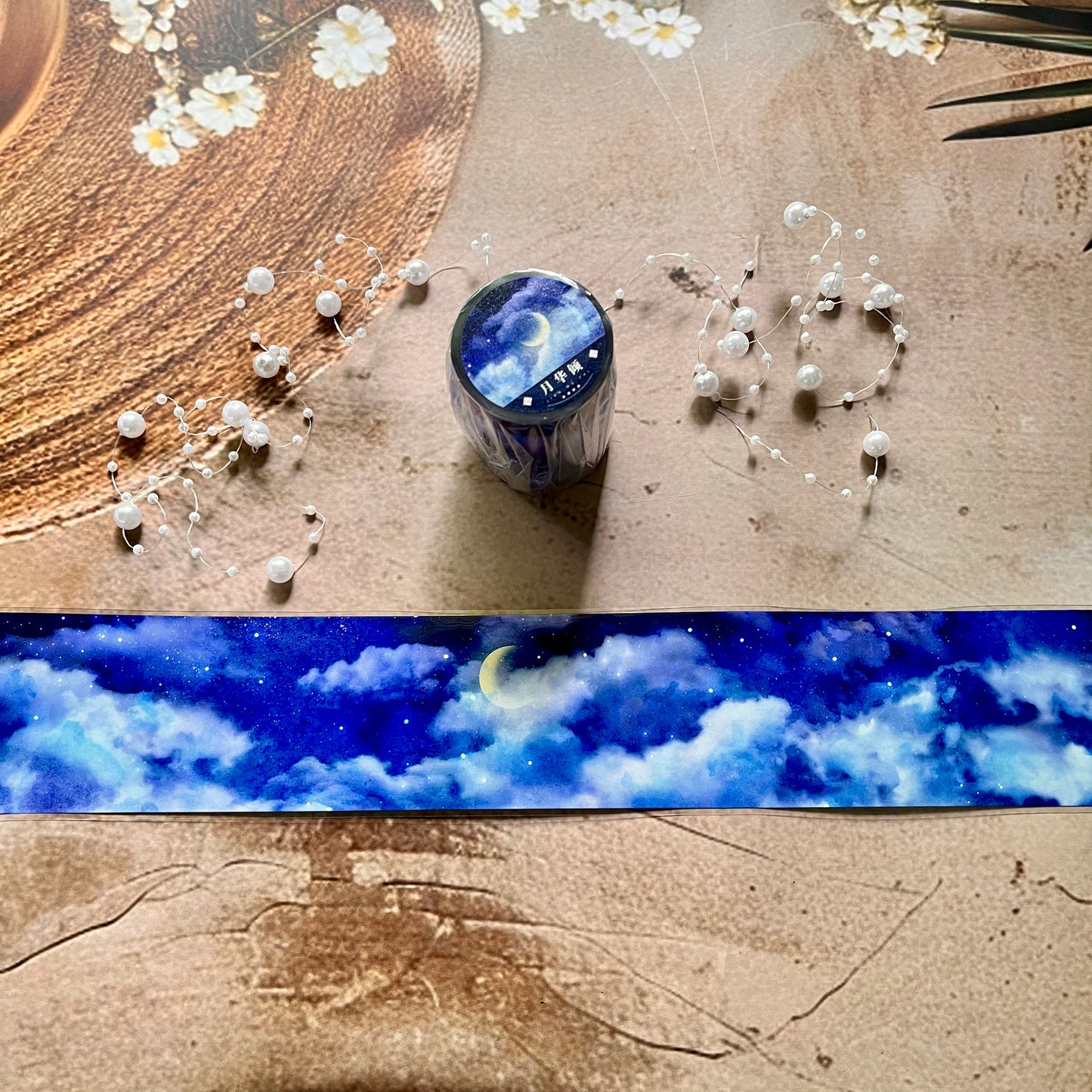 Beautiful Moon Ancient Blue Sky Pet Tape for Journaling