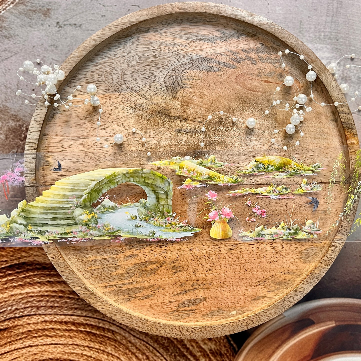 1 Pc Ancient Charm Pink Flower Banquet Scenic Sample Tape