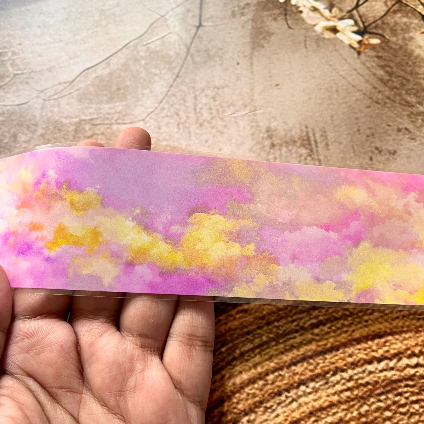 Pretty Pink and Yellow Sky Pet Tape for Journaling