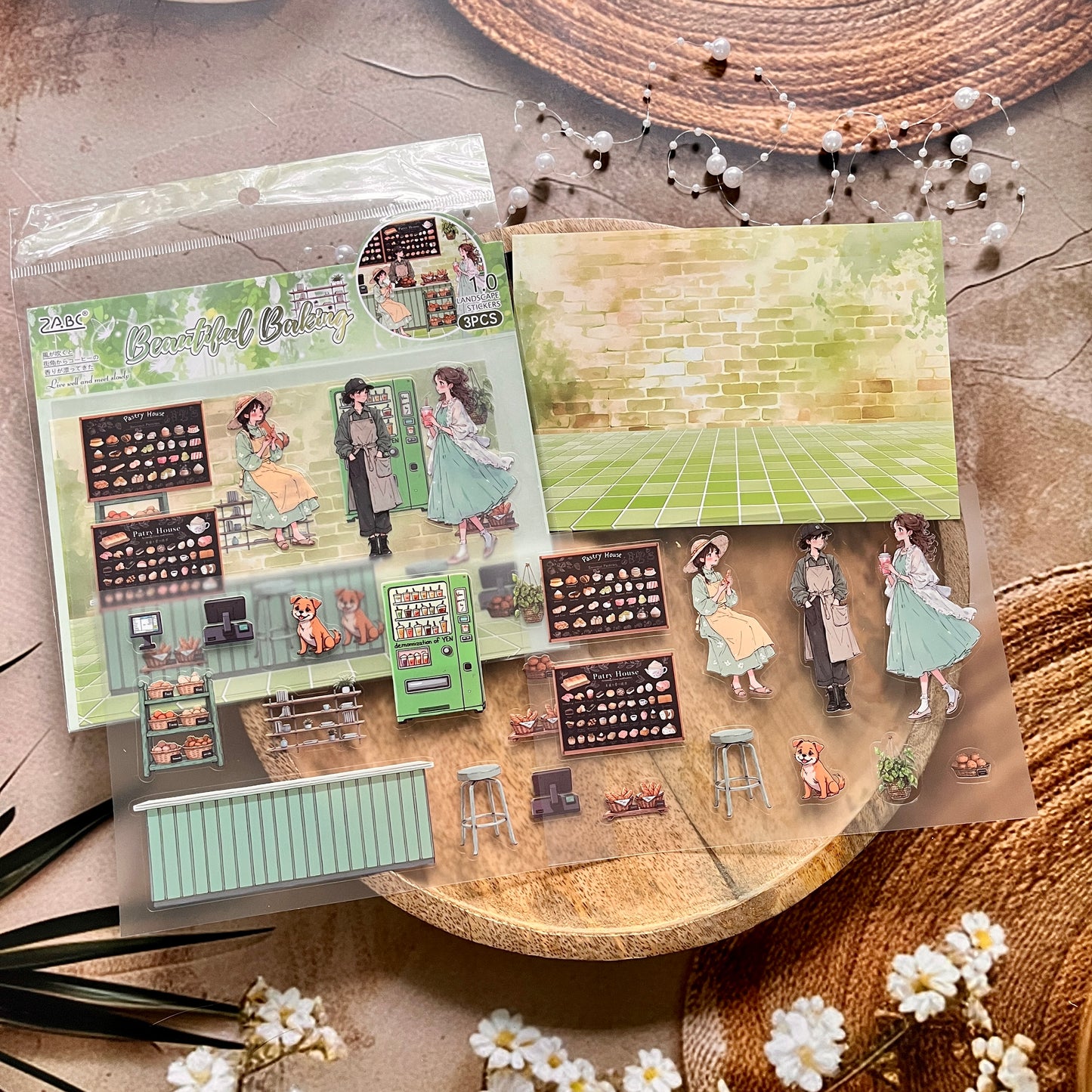 3 pcs/pack Afternoon Shimmer Scene Stickers for journaling