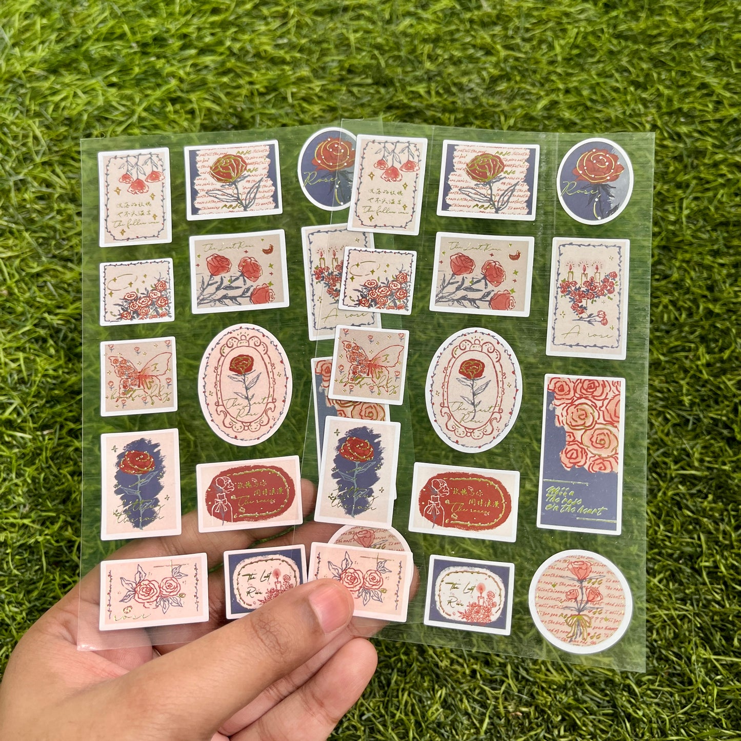 2 Pcs Rose Stamp Stickers for Journaling