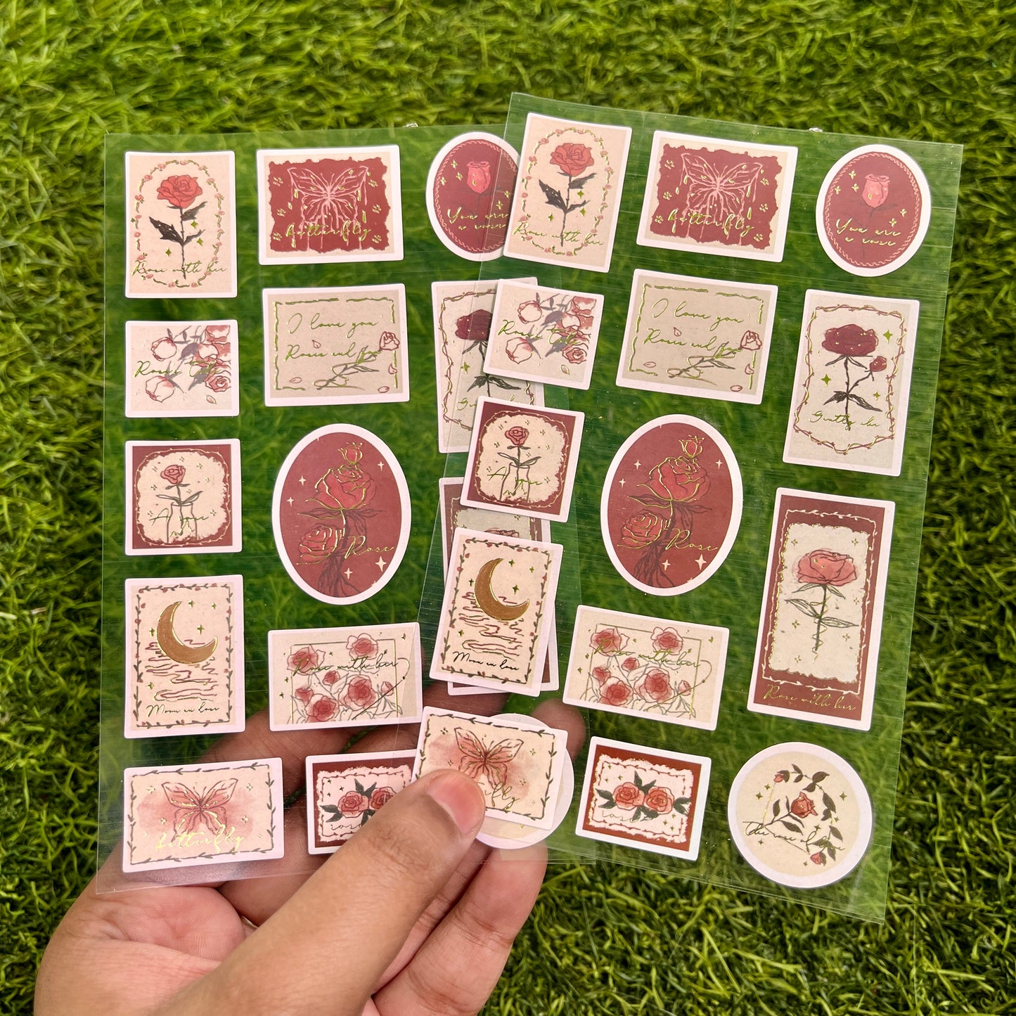 2 Pcs Rose Stamp Stickers for Journaling