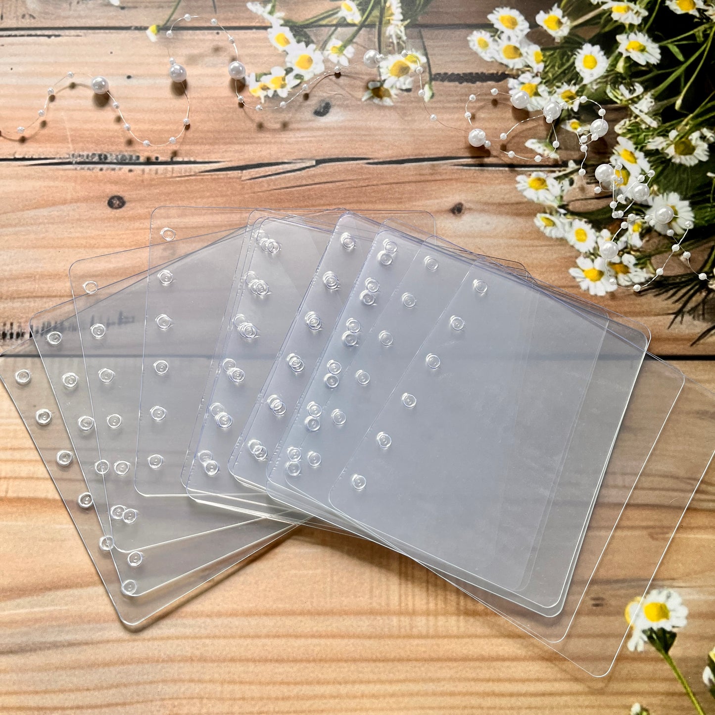 Transparent inner square loose-leaf card Floral Ring Binder for journaling