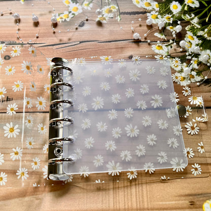 Transparent inner square loose-leaf card Floral Ring Binder for journaling