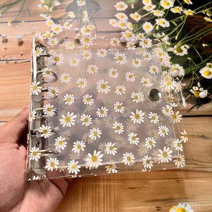 Transparent inner square loose-leaf card Floral Ring Binder for journaling