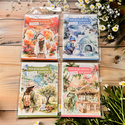 20 Sheets Four Seasons Journey Series Vintage Travel Character Landscaping PET Sticker Book