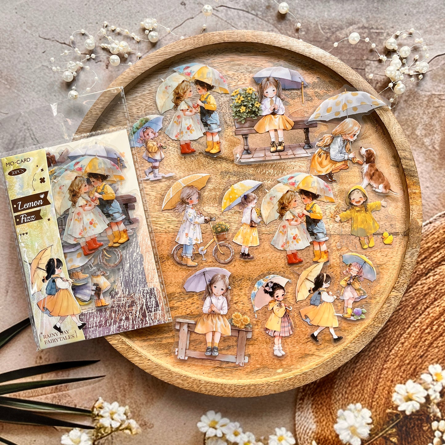 30 Pcs Rainy Season Fairy Tale Series Cartoon Character Scrapbooking Stickers