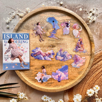 10 Pcs Island Wanderings Series Outdoor Character Fantasy Stickers