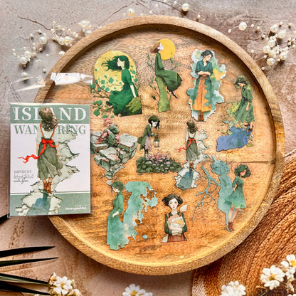 10 Pcs Island Wanderings Series Outdoor Character Fantasy Stickers