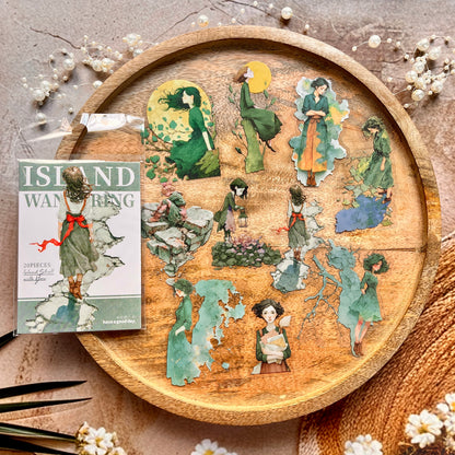 10 Pcs Island Wanderings Series Outdoor Character Fantasy Stickers