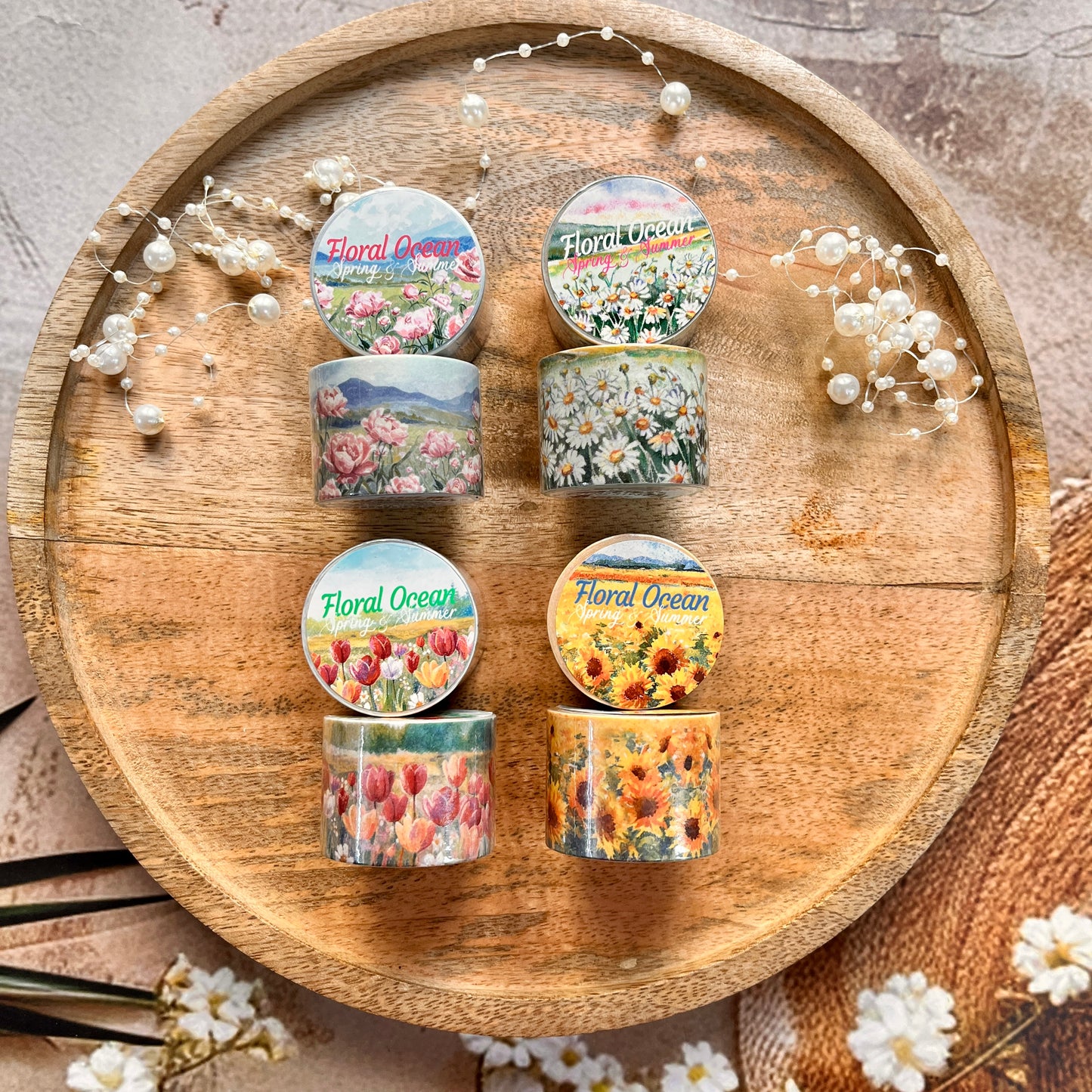 1 roll of Flower Sea Series Flower Blossom Theme Journaling Tape