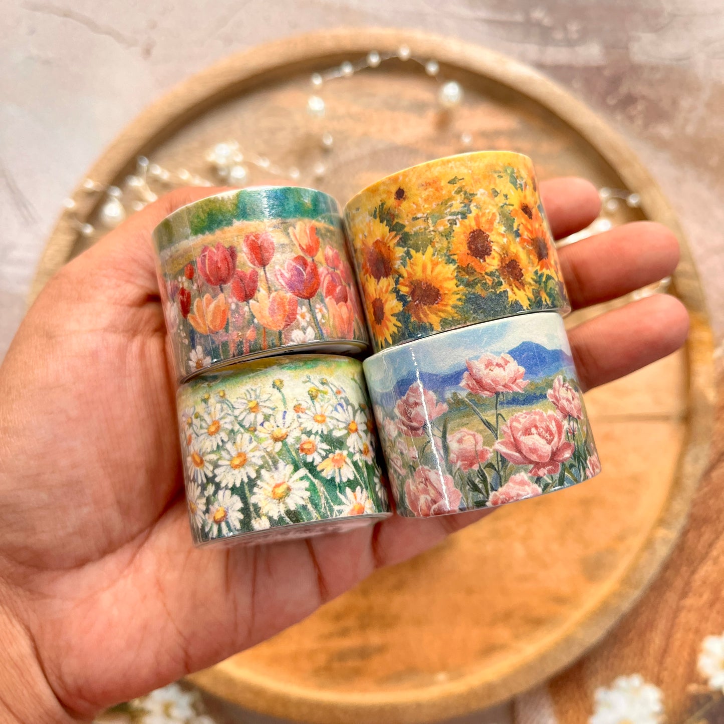 1 roll of Flower Sea Series Flower Blossom Theme Journaling Tape