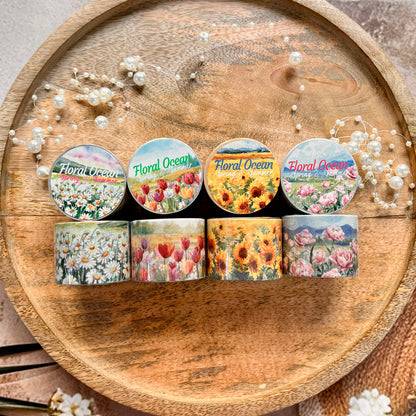 1 roll of Flower Sea Series Flower Blossom Theme Journaling Tape