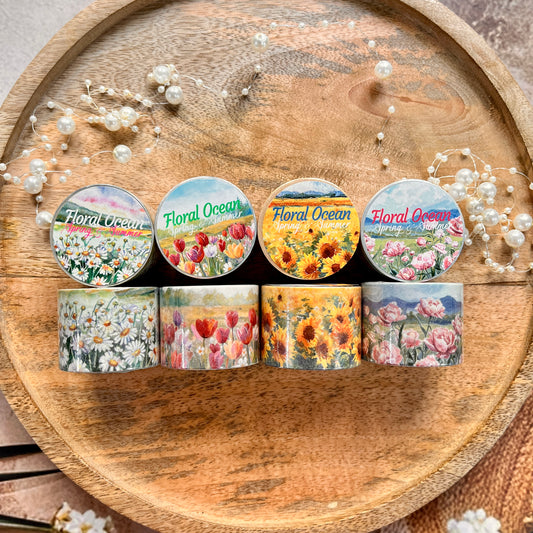 1 roll of Flower Sea Series Flower Blossom Theme Journaling Tape