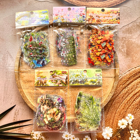 40 Pcs Forest Nature Series Vintage Nature Decorative Stickers