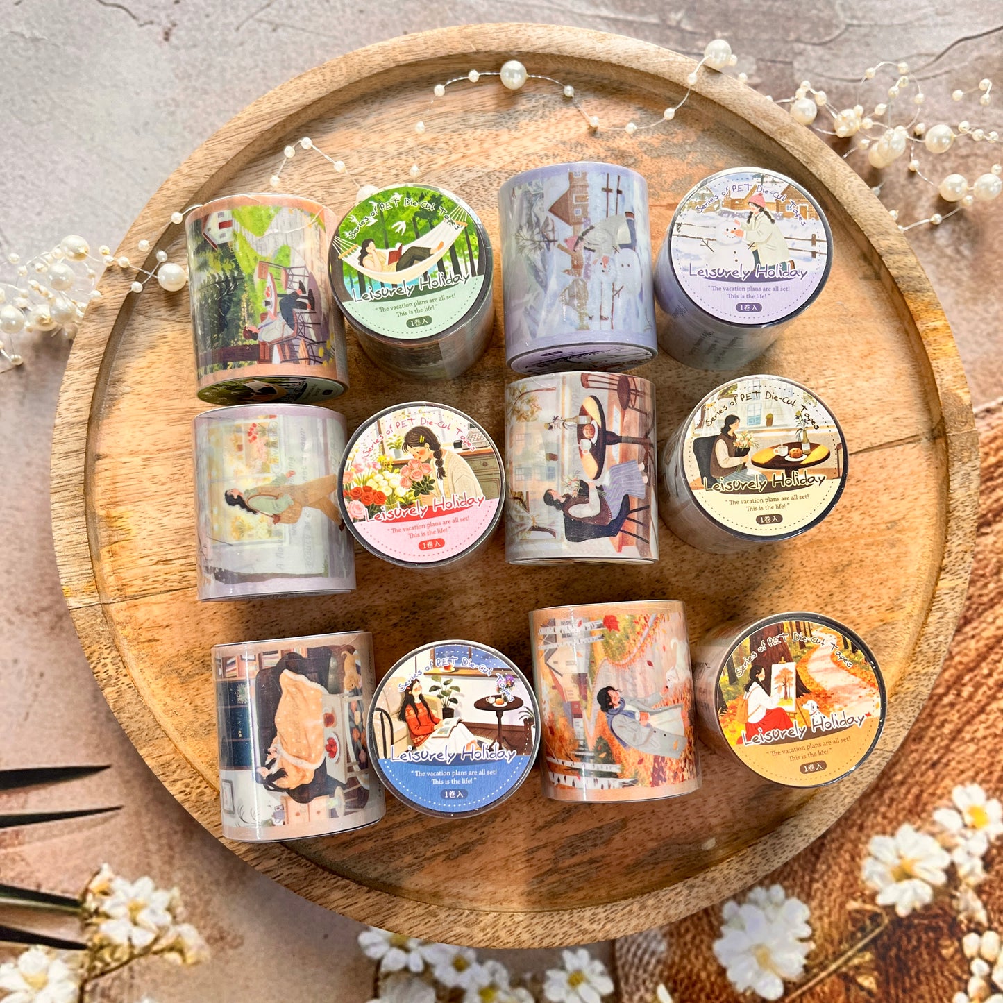 1 roll Leisurely Holiday Series Vacation themed scrapbooking Tape