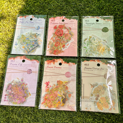 20 Pcs Flower Time and Flower Affairs Series Vintage Bronzing PET Sticker