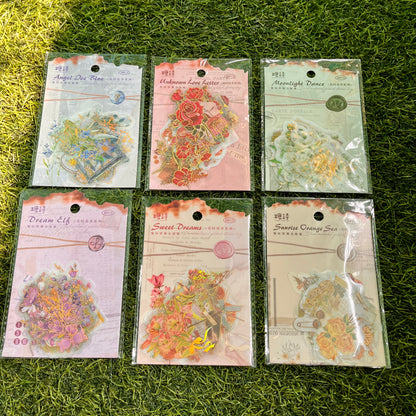 20 Pcs Flower Time and Flower Affairs Series Vintage Bronzing PET Sticker