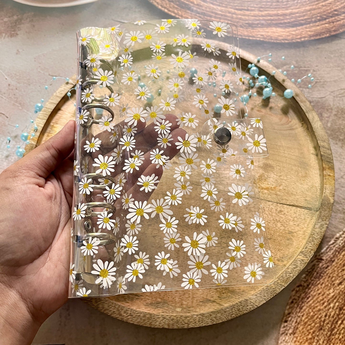 A6 Transparent PVC Shell Daisy Loose-Leaf Binder Journal