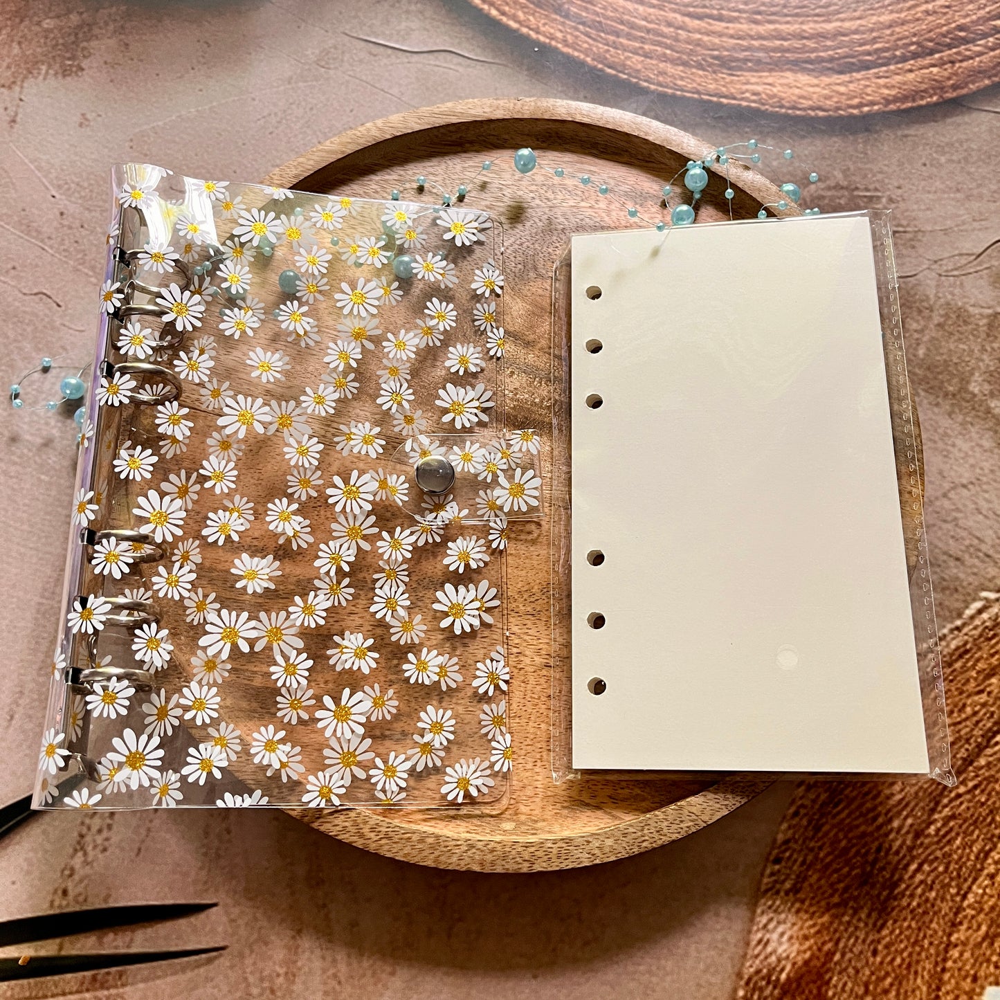 A6 Transparent PVC Shell Daisy Loose-Leaf Binder Journal
