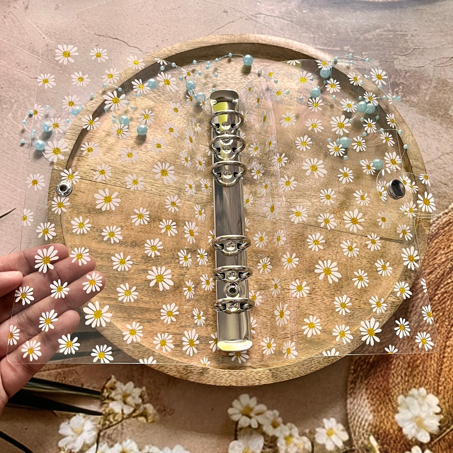 A6 Transparent PVC Shell Daisy Loose-Leaf Binder Journal