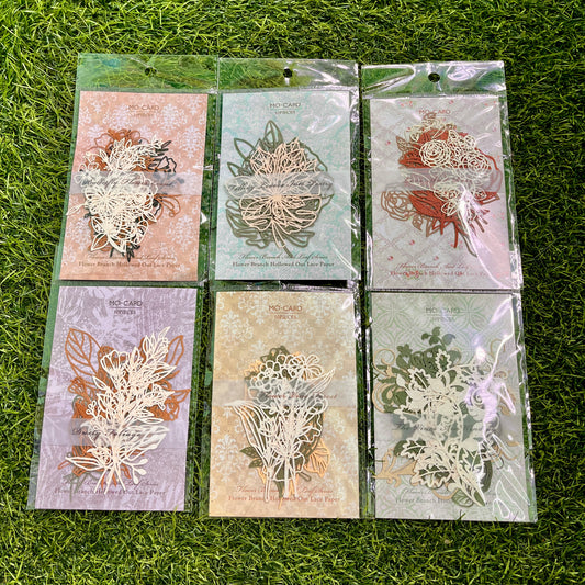 10pcs/pack Flower branch and leaf series flower Lace hollow Material paper