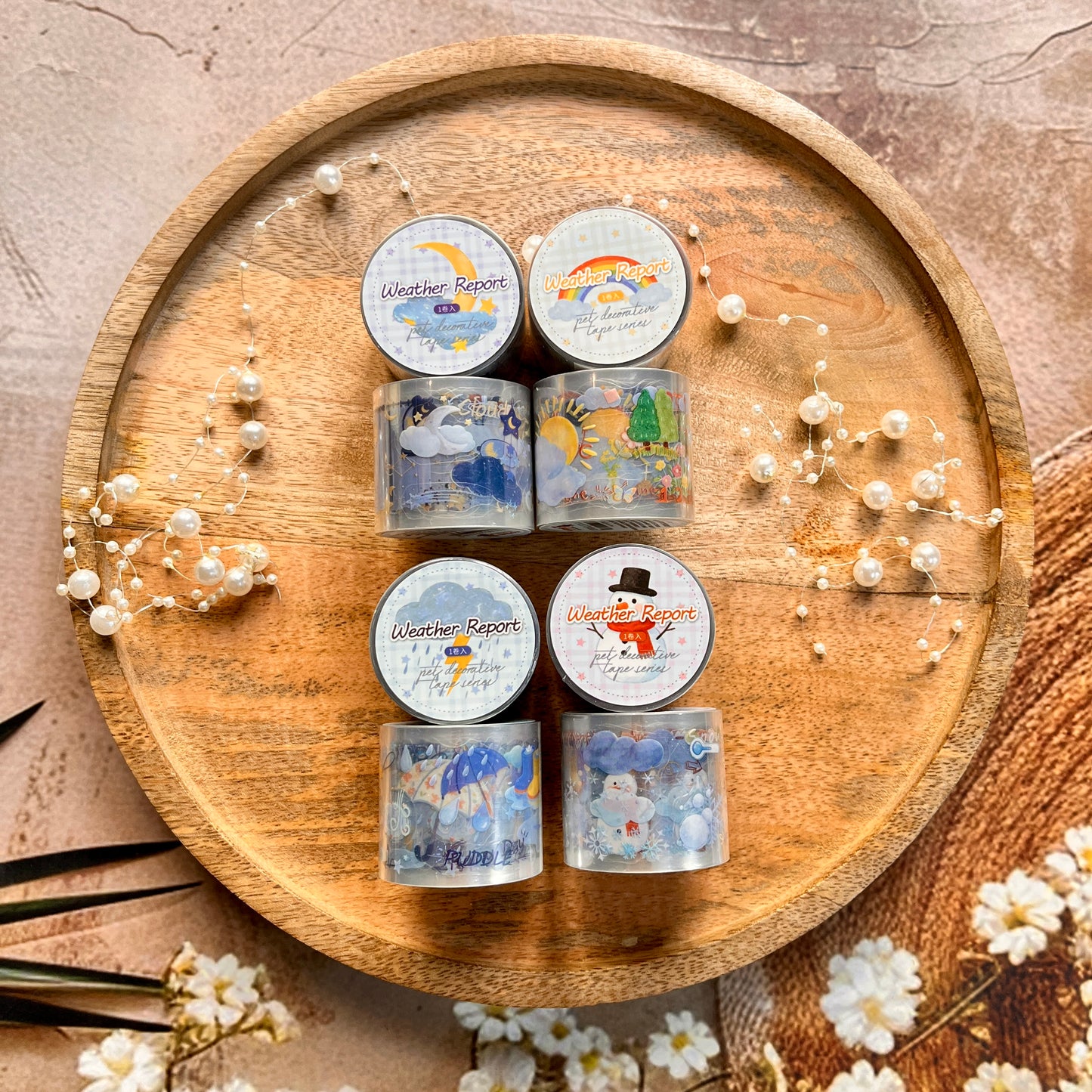 1 roll Weather Forecast Series Weather-themed PET die-cut journaling tape