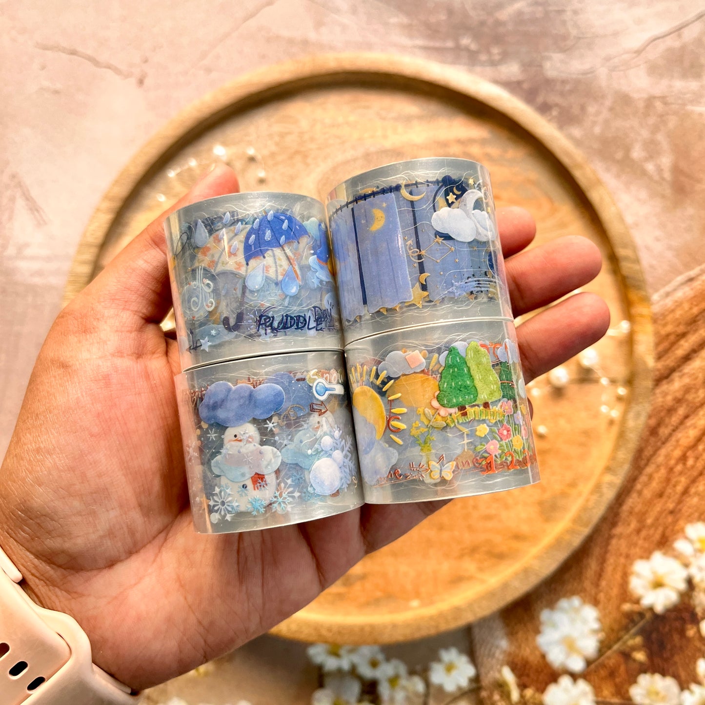 1 roll Weather Forecast Series Weather-themed PET die-cut journaling tape