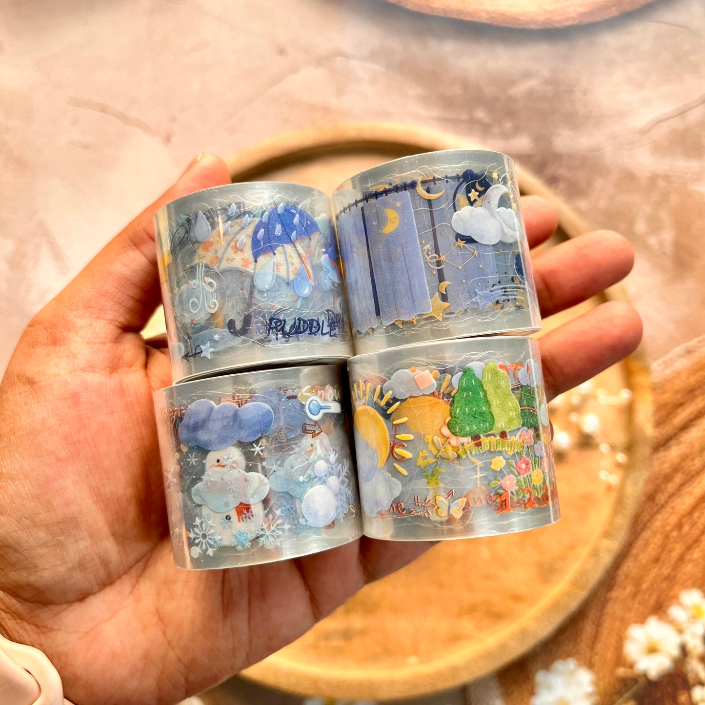 1 roll Weather Forecast Series Weather-themed PET die-cut journaling tape