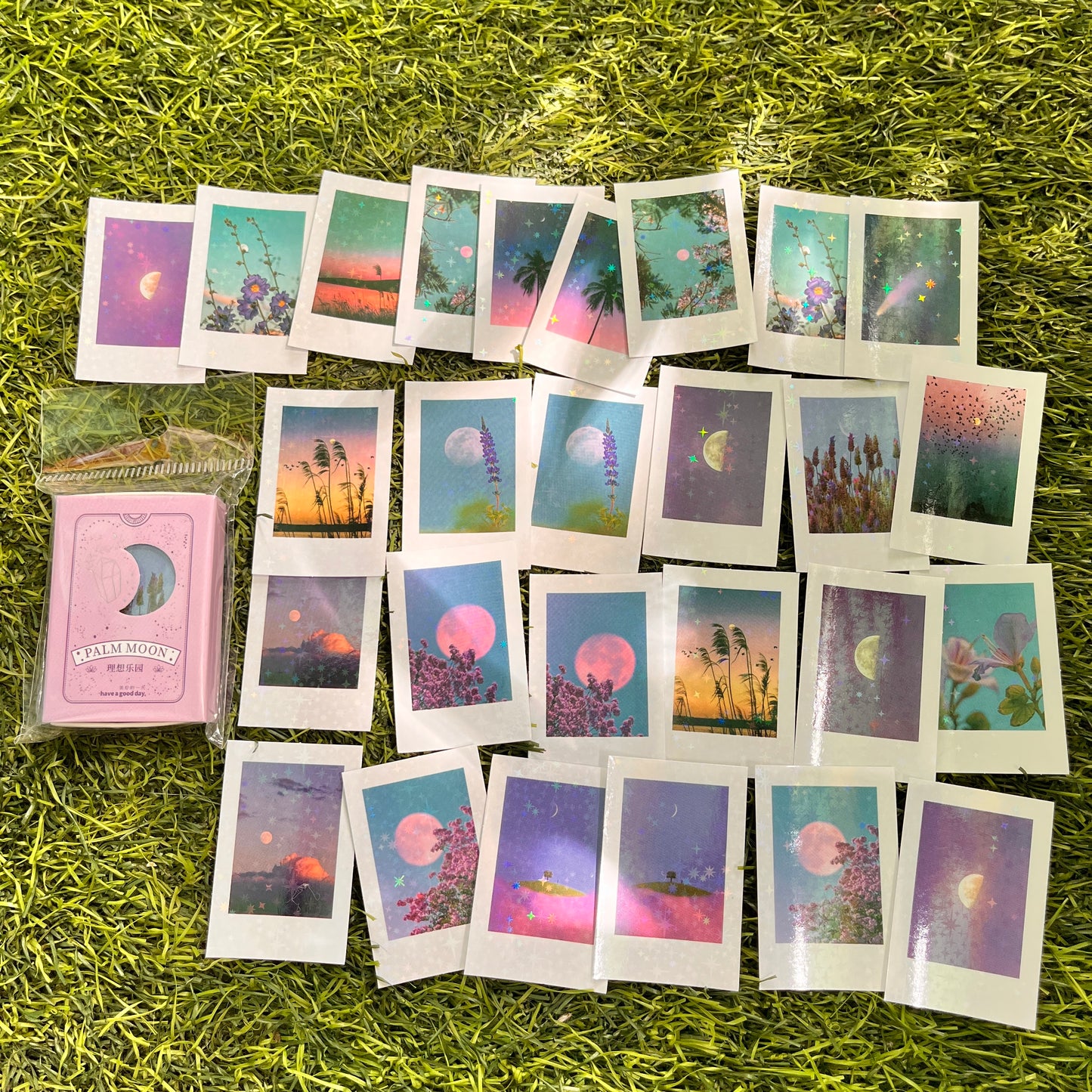 50 Pcs Aesthetic Landscape Sequins Sticker box for Journaling and Scrapbooking