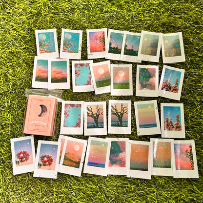 50 Pcs Aesthetic Landscape Sequins Sticker box for Journaling and Scrapbooking