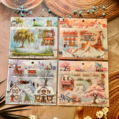 3pcs/pack Patrol Season Illustrated Scenic Stickers