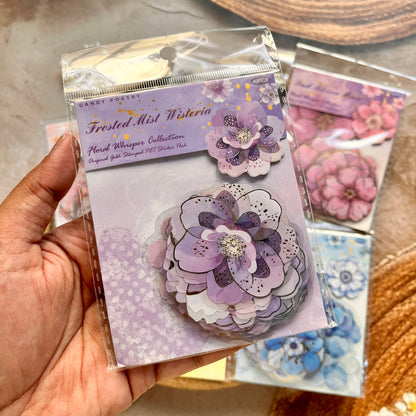 40 Pcs Blooming Whispers Series Hot-stamped watercolor floral journaling Stickers