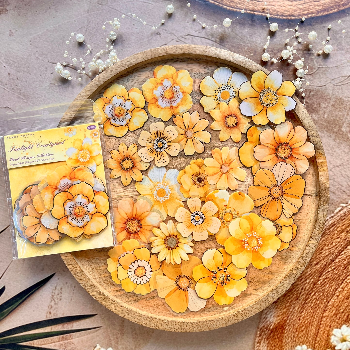40 Pcs Blooming Whispers Series Hot-stamped watercolor floral journaling Stickers