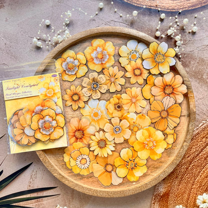 40 Pcs Blooming Whispers Series Hot-stamped watercolor floral journaling Stickers