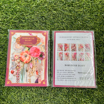 30pcs/pack bohemian diary series three-dimensional flowers handbook Material paper