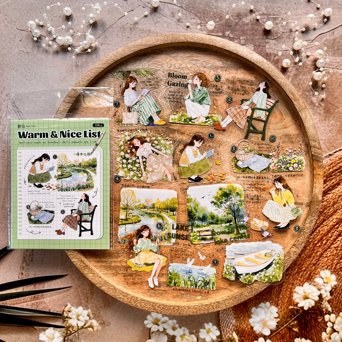 15 Pcs Healing List Series Instagram inspired character journaling stickers