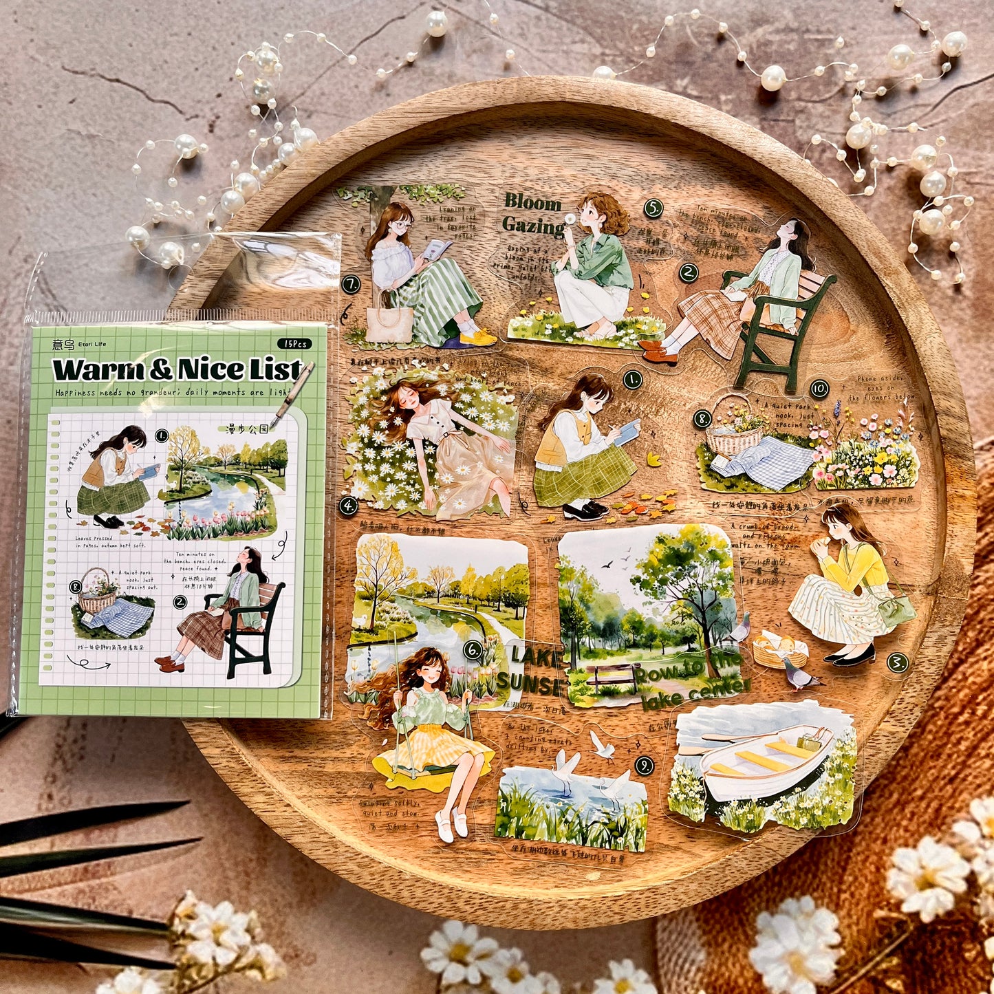 15 Pcs Healing List Series Instagram inspired character journaling stickers