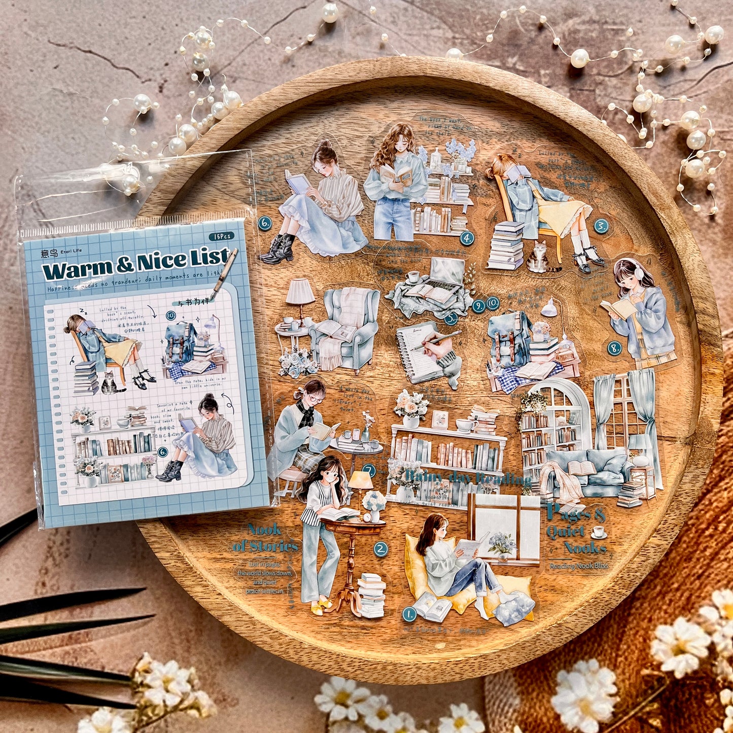 15 Pcs Healing List Series Instagram inspired character journaling stickers