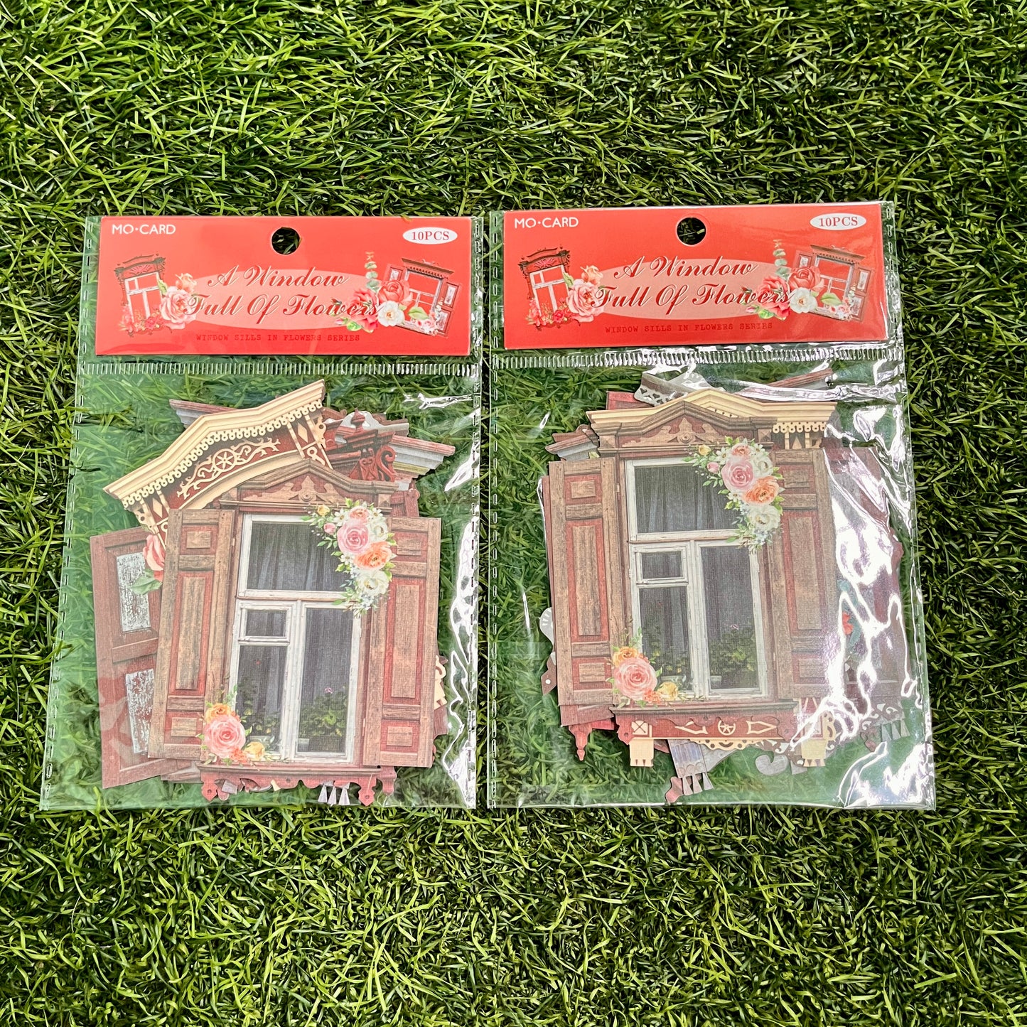 10pcs Flower windowsill series Retro hollow flower window handbook DIY material stickers