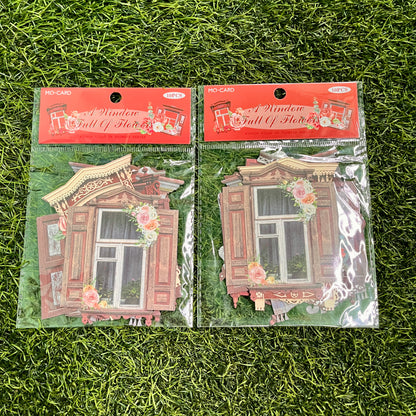 10pcs Flower windowsill series Retro hollow flower window handbook DIY material stickers