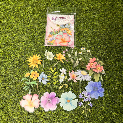 20 Pcs Letters From Four Seasons Series Vintage Plant Flower PET Sticker
